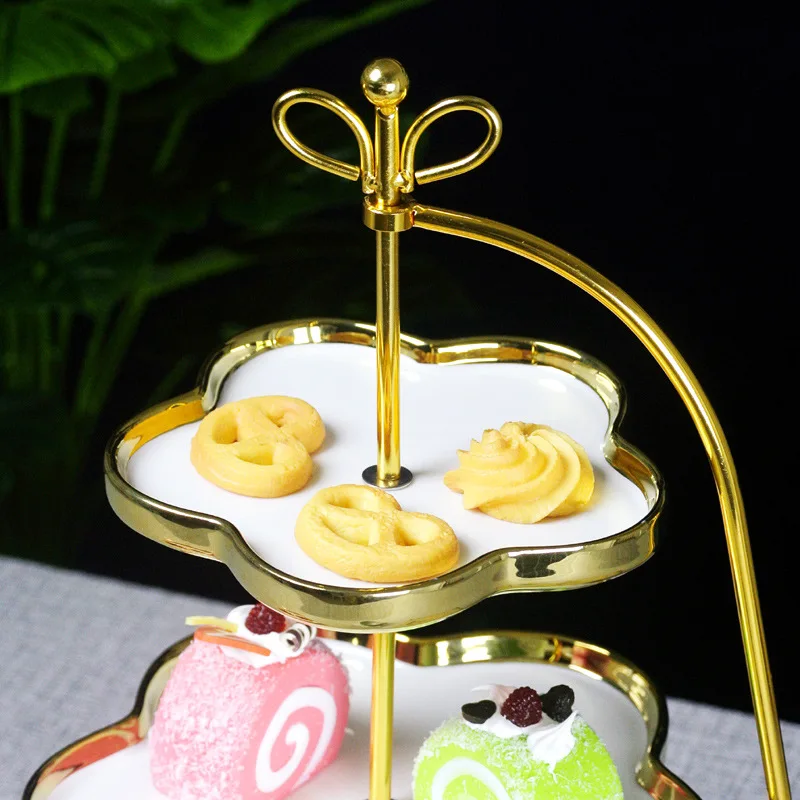 Triple Layer Fruit Bread Cake Plates Multi-layer Rotatable String Stand Ceramic Dessert Trays Buffet Party Table Centerpieces