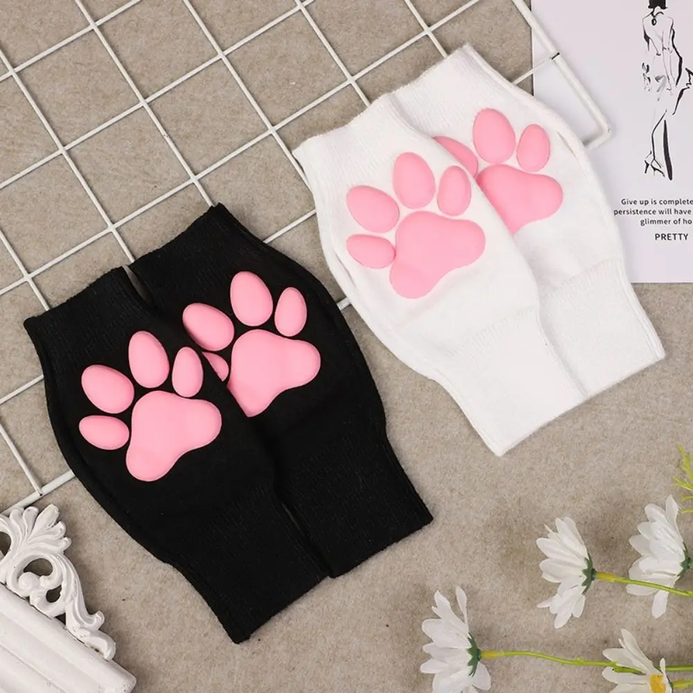 

Comfortable Cute Cat Paw Mittens Gloves Silicone 3D Toes Beans Cat Claw Pad Sleeve Cashmere Pink Fingerless Mittens Girls