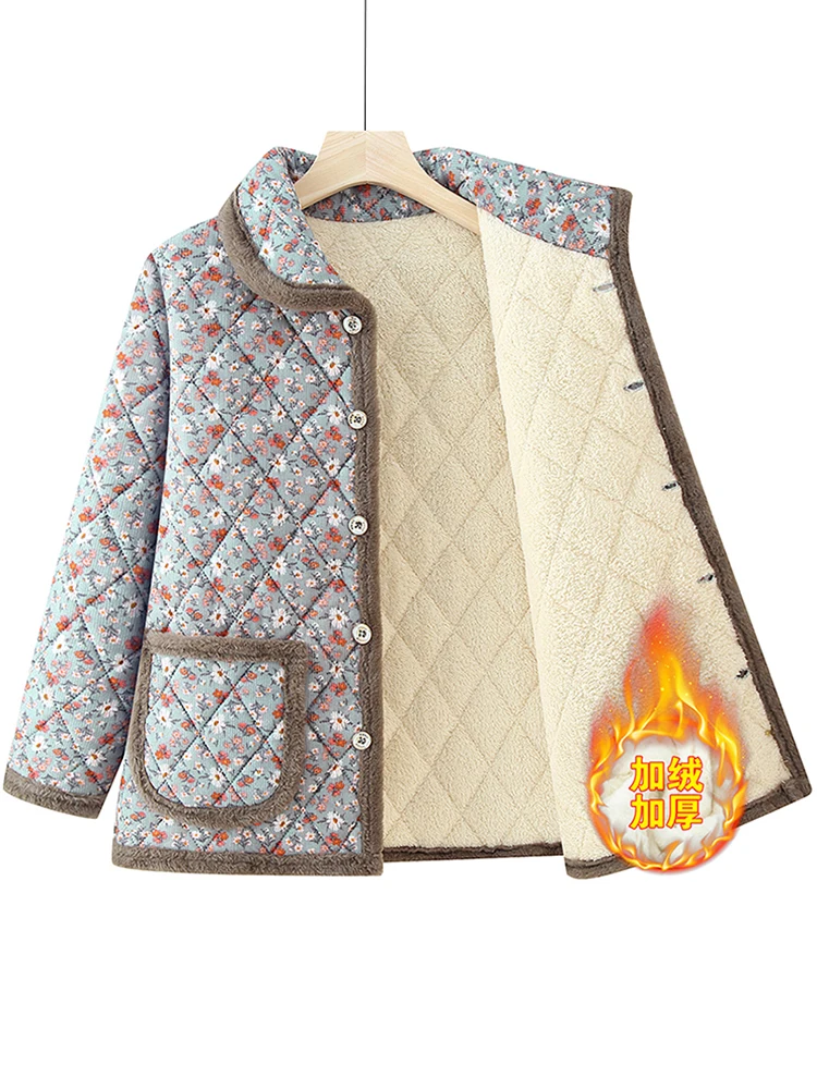 

Хлопковая куртка с цветочным принтом Thiened для мам, зимняя одежда, новинка 2025, корейская версия, дышащее теплое легкое пальто
