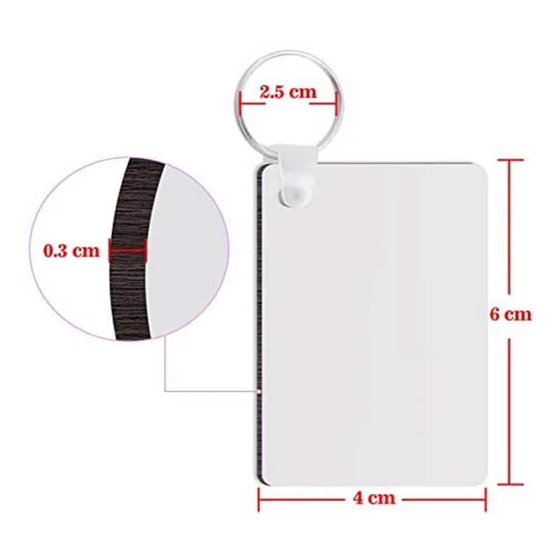 

KEKA 50 Pieces White MDF Blanks Double Side Heat Transfer MDF Blanks Board Key Blank MDF Board Key Rings Blanks