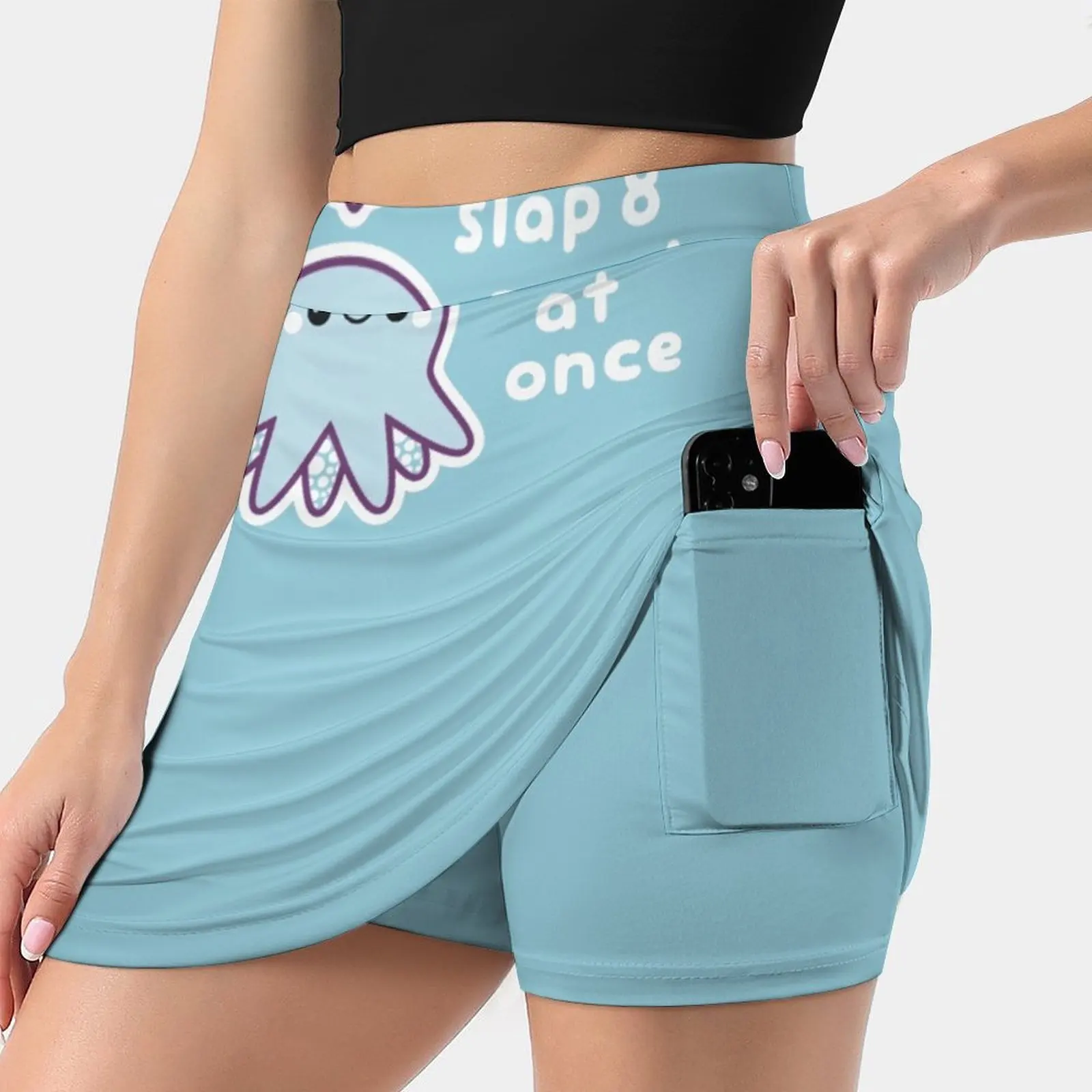 Funny Slapping Octopus New Women Skirts Double-Layer Printed Short Dress Mini Sport Skirt Marine Aquatic Life Animal Animals