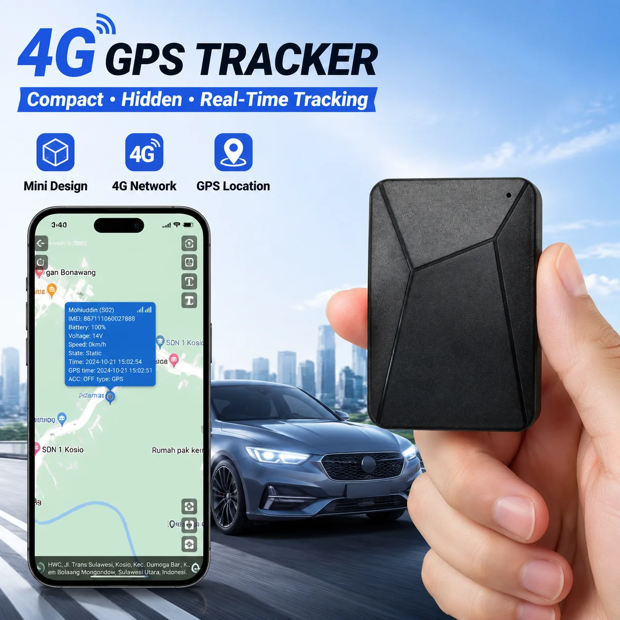 Niuvith G20B 4G GPS Tracker for Car, Real Time Vehicle Tracking Device, Free APP, Anti-Theft Alarm, Low Power Fleet Locator