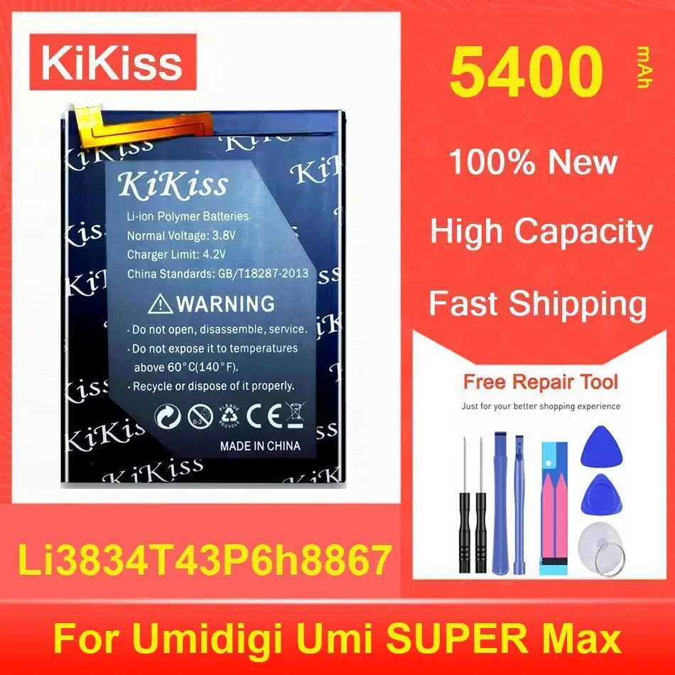 Аккумулятор Kikiss 5400 мАч Li3834t43p6h8867 для Umidigi Umi SUPER Max
