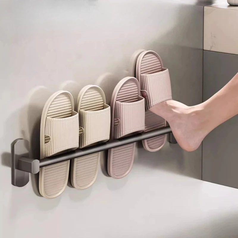 

German Slipper Rack, Drain Sink Design, NonPerforated Wall Mounted Storage for Bathroom and Toilet, Door Back Shoe Organizer