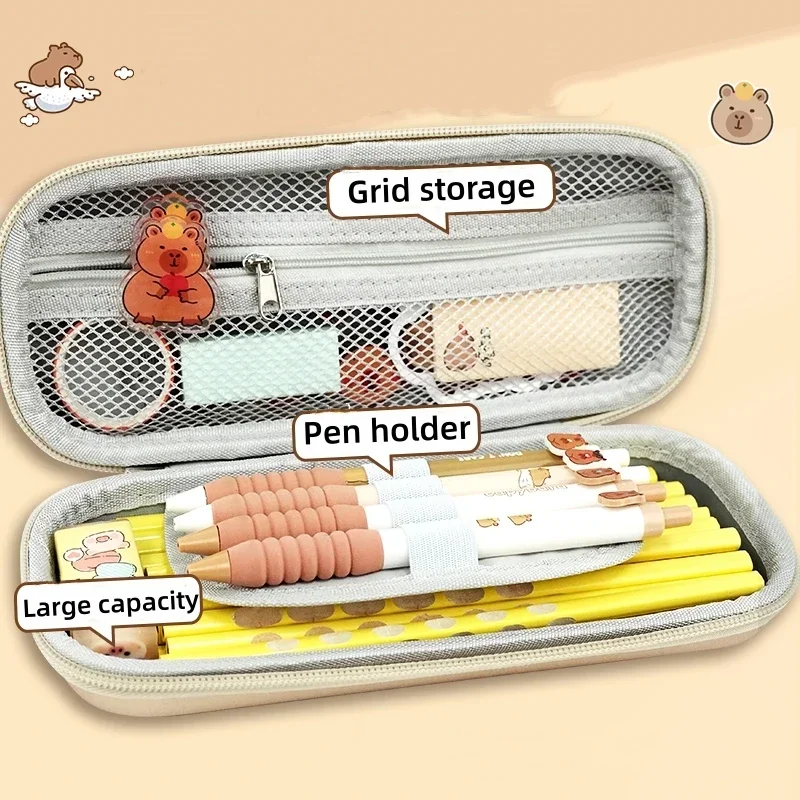 ثلاثية الأبعاد ستيريو لطيف كابيبارا مقلمة مقاومة للسقوط مقاوم للماء طالب اللوازم المدرسية صندوق تخزين هارد شل الضغط #5