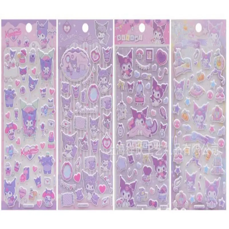 

Наклейки Sanrio Kuromi с героями мультфильмов, милые чехлы для телефонов для девочек, справочники, канцелярские принадлежности, чашки для воды, Ccd, декоративные 3D наклейки с пузырьками