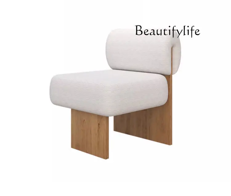 Casual single sofa chair Solid wood designer Minimalist medieval wabi-sabi lamb wool Nordic living room