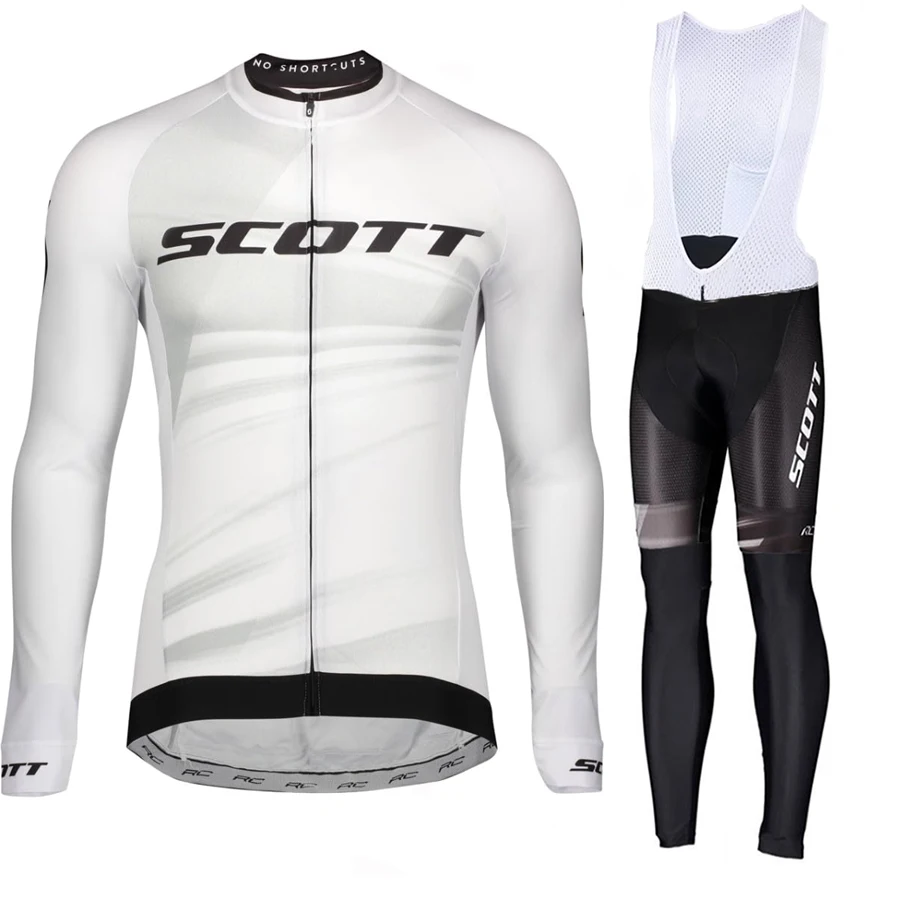 SCOTT Bicycles Long Cycling Bib Set Men Bicycle Clothing Sleeve Jersey Autumn Men\'s Wear Suit Man Shorts Distance Bike Pants Mtb