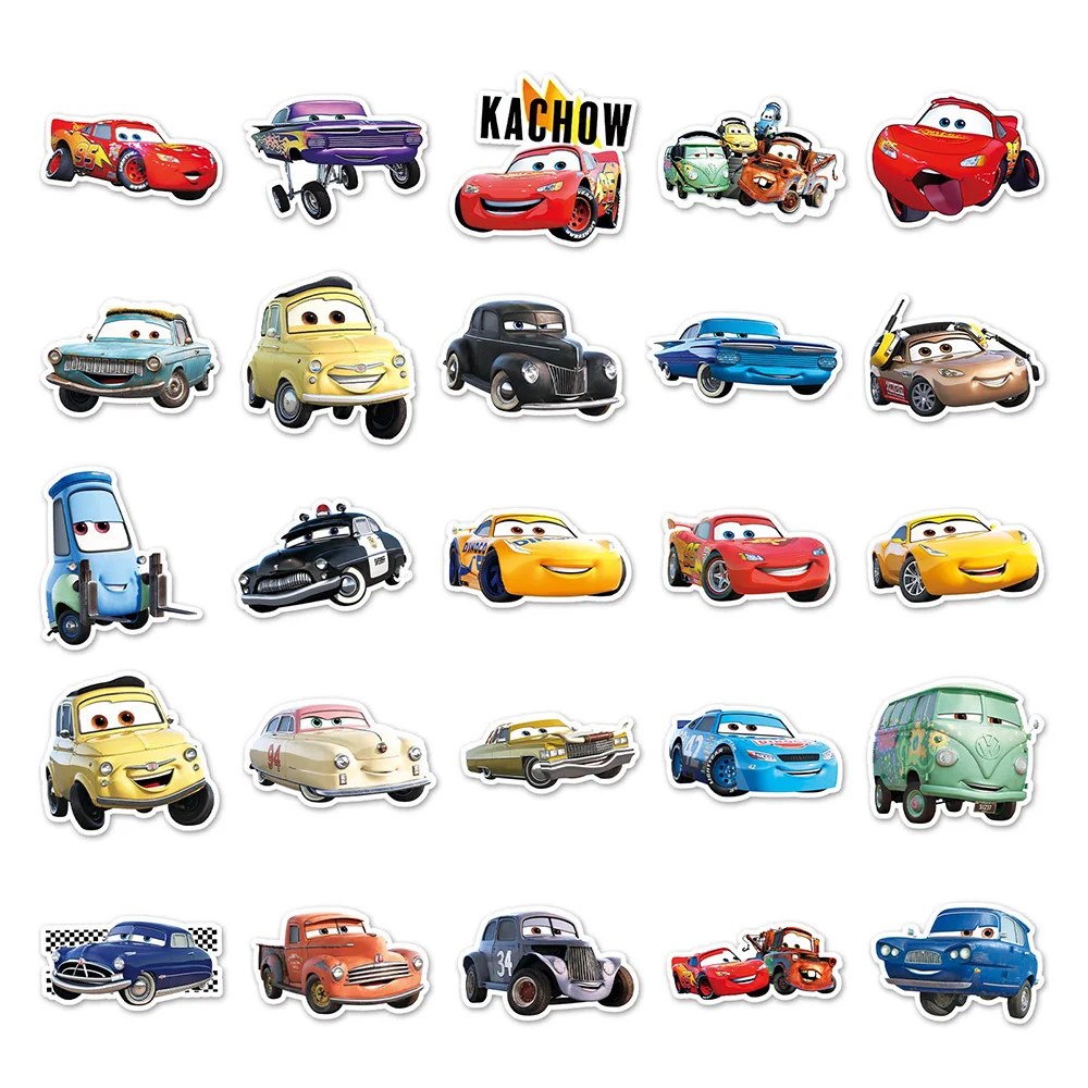 10/30/50PCS Disney Cute Cartoon Cars Lightning McQueen Sticker DIY Phone Laptop Luggage Skateboard Graffiti Decals Fun for Kid