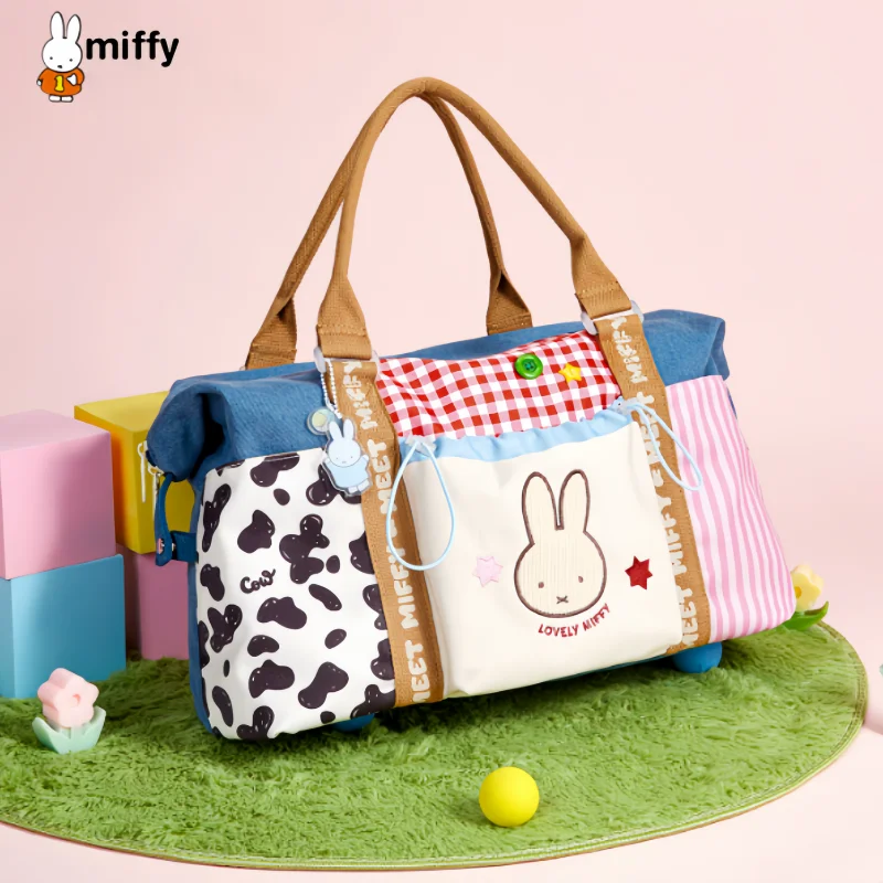 

Cartoon Miffy Handbag 44X15.5X25CM Women Large Capacity Travel Bag Kawaii High Quality Portable Business Travel Luggage Bag