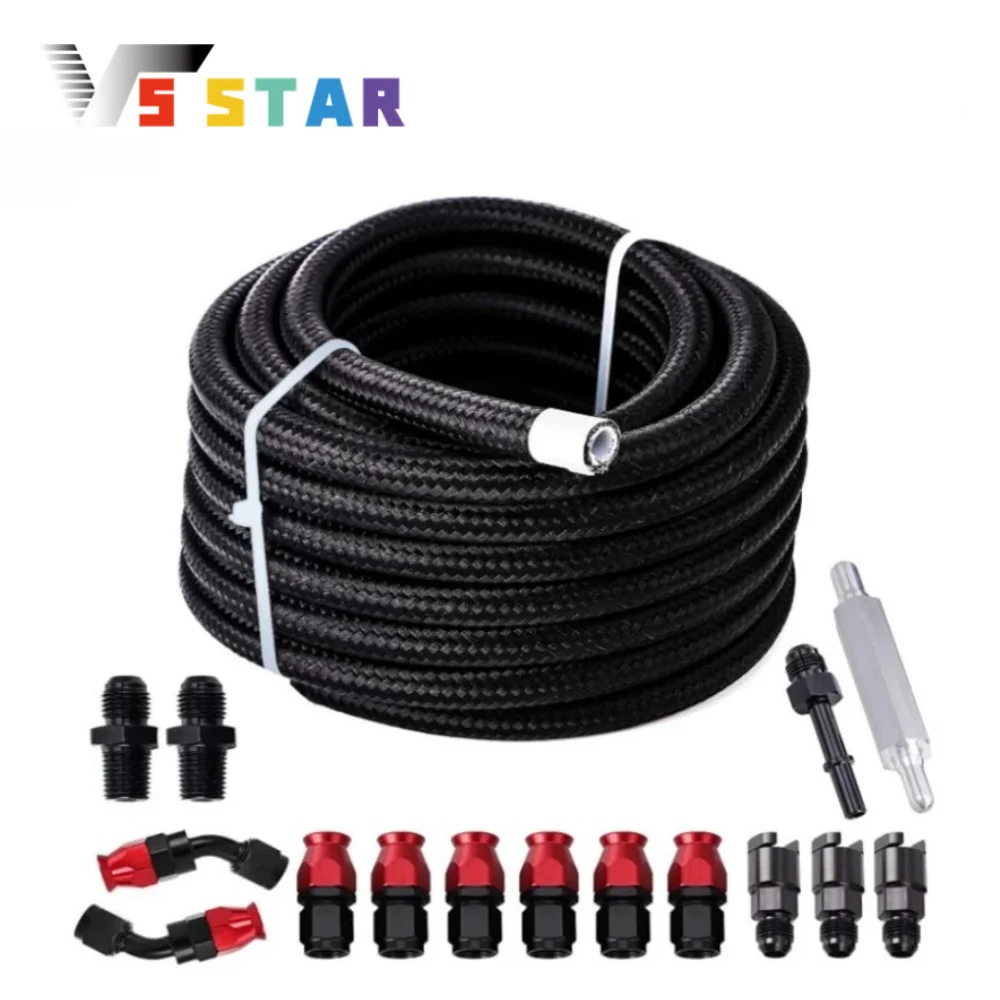 

Высококачественный комплект фитингов топливопровода 6AN PTFE LS Swap EFI со шлангом 25 футов черного цвета и 15 фитингами AN6 E85, черно-красный