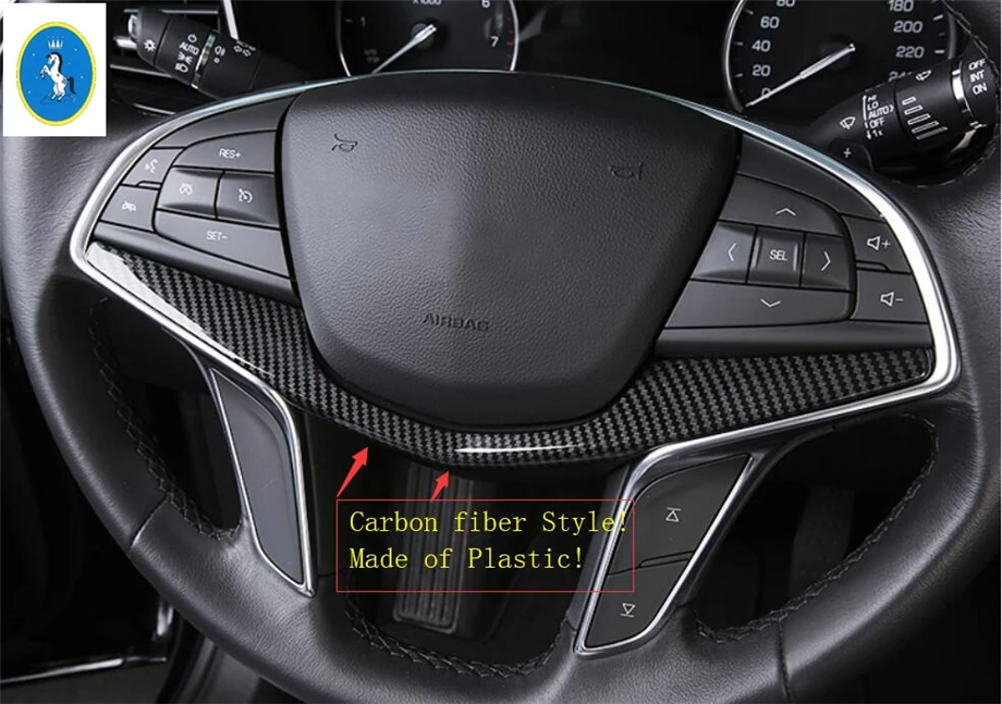 

Yimaautotrims Auto Accessory Steering Wheel Decoration Cover Trim Fit For Cadillac XT5 2016 - 2020 Plastic Carbon Fiber Look