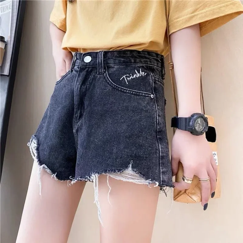 Women's Shorts Print Short Pants for Woman To Wear Youthful Graphic Denim Embroidery Jeans Anime Design Trend 2024 New in Cheap