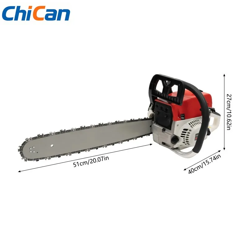 

【Hot】Red White Chainsaw 52cc 51cm Bar 2KW Mid Size Saw for Homeowner and Landscaper Use