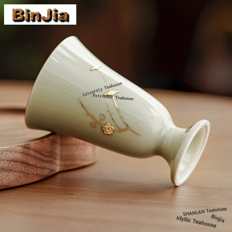 

44ml Celadon Pomegranate Teacup Retro Plum Branch Tea Bowl Cup Tea-tasting Personal Cup Chazhan Master Cups Cafes Ornaments Gift