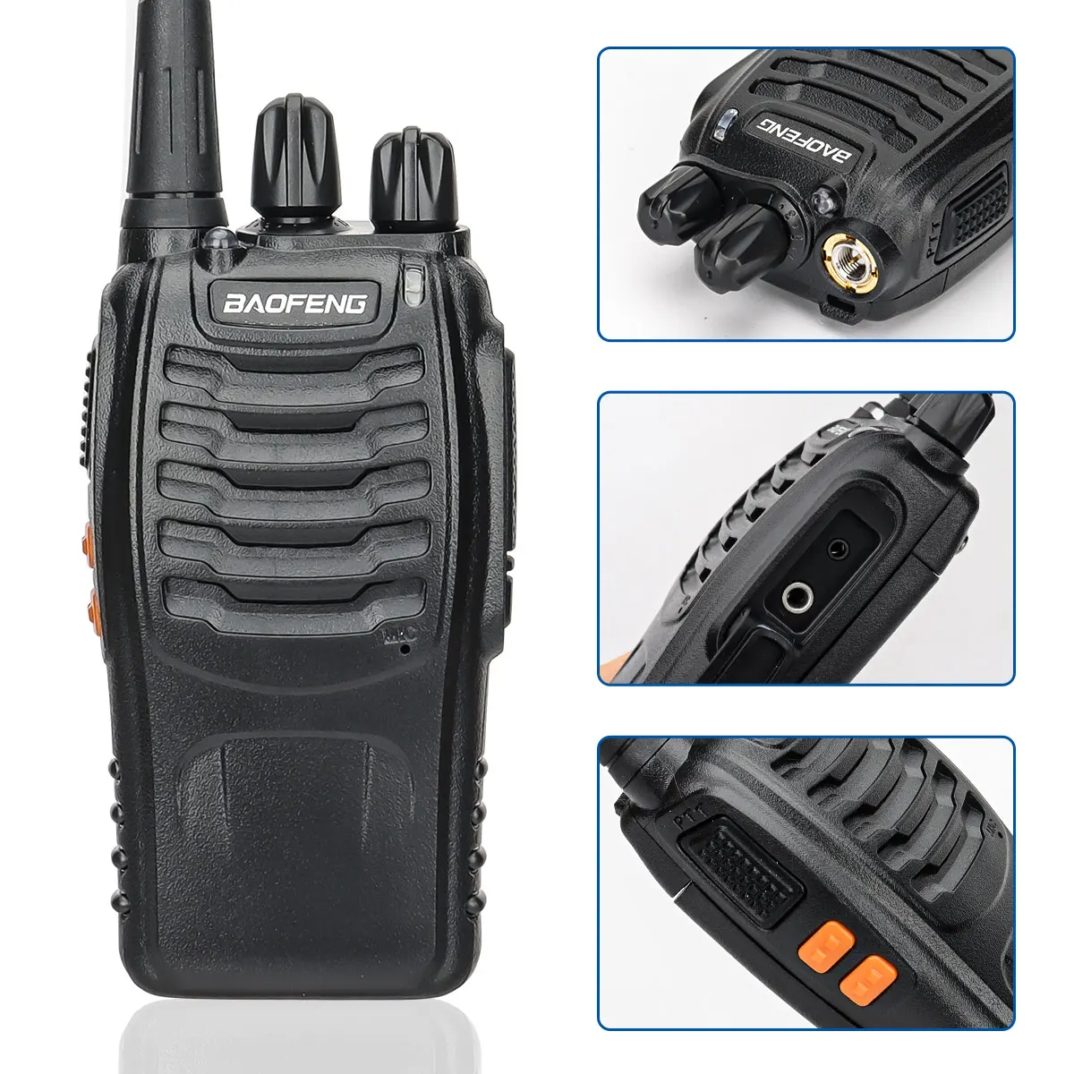 2 pçs baofeng BF-888S v2 walkie talkie banda dupla portátil de longo alcance uhf 400-470mhz usb/ue/eua presunto rádio em dois sentidos para caça