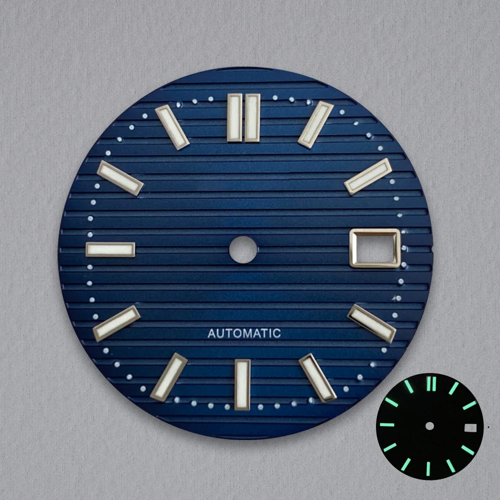 30.5mm S Logo Sky Blue NH35 Dial Fit NH35/NH36/4R/7S Movement Green Luminous Nautilus Watch Modification Accessories