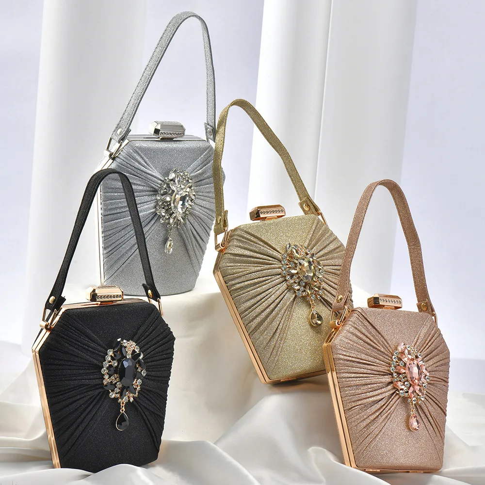 New Arrival Luxury Diamond Evening Bags for Women Shoulder Crossbody Party Bags Folding Rhinestone Sequins Wedding Clutch Purse