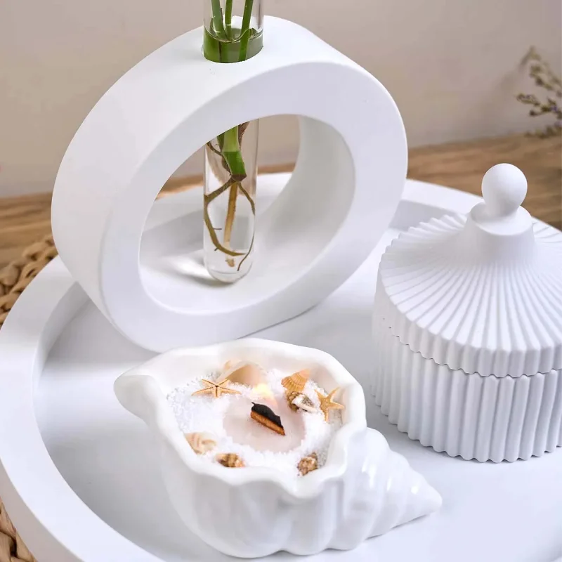 Forma silikonowa w kształcie wazonu w paski DIY Okrągła forma do odlewania Taca Pudełko na biżuterię Forma do żywicy gipsowej Pojemnik na świece Rękodzieło Dekoracja domu