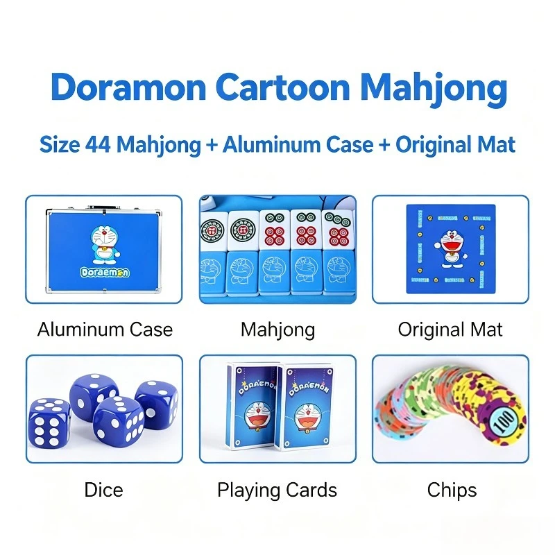 Mucen Store Home Blue Cartoon Doraemon Hand-Rolled Mahjong Tiles