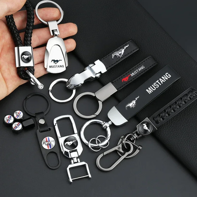 Auto Styling Metal Car Keychain Key Chain Keyrings Accessories For Ford Mustang GT500 GT350 Cobra Shelby Focus Mk2 Mk3 Fiesta