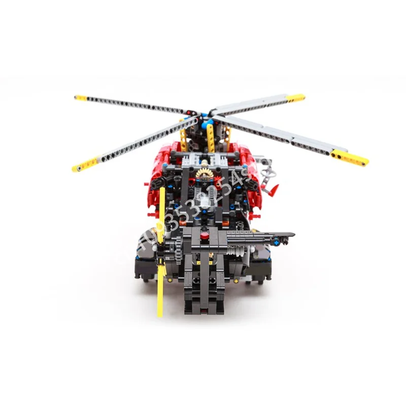 1772PCS MOC Helicopter machinery Rough Terrain Crane Model Building Block Creative Assembly Education Building Kid Birthday Gift