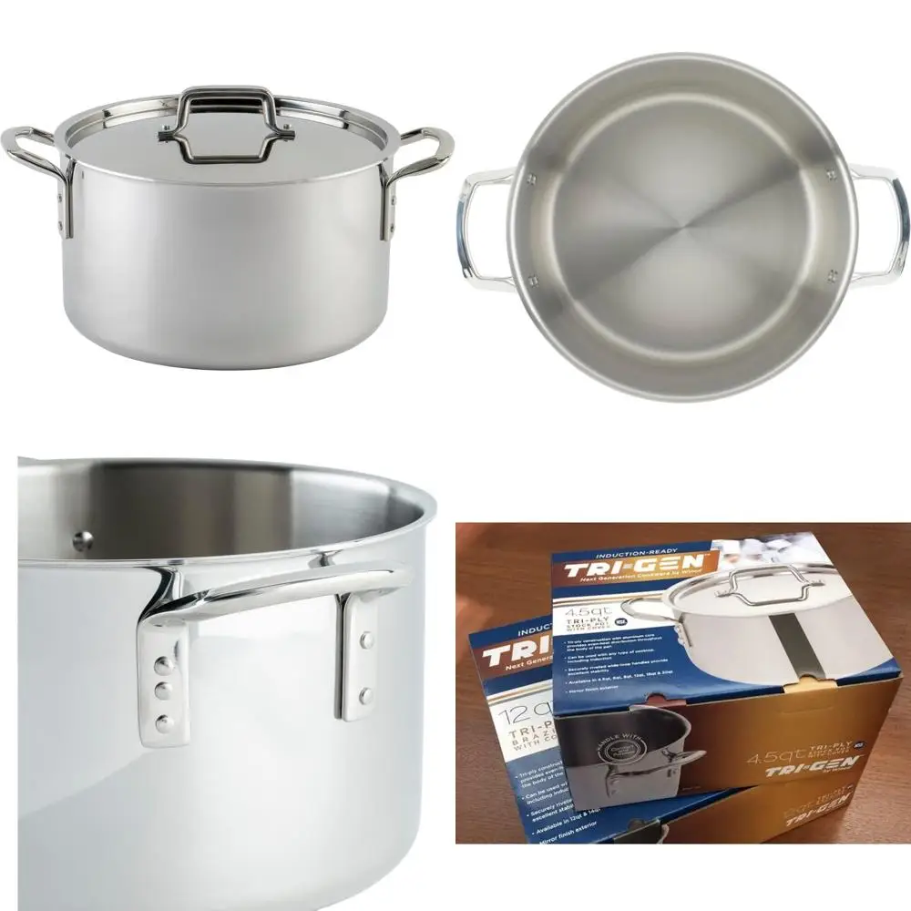 

Трехслойная кастрюля из нержавеющей стали с серебряной отделкой для приготовления больших количествах
