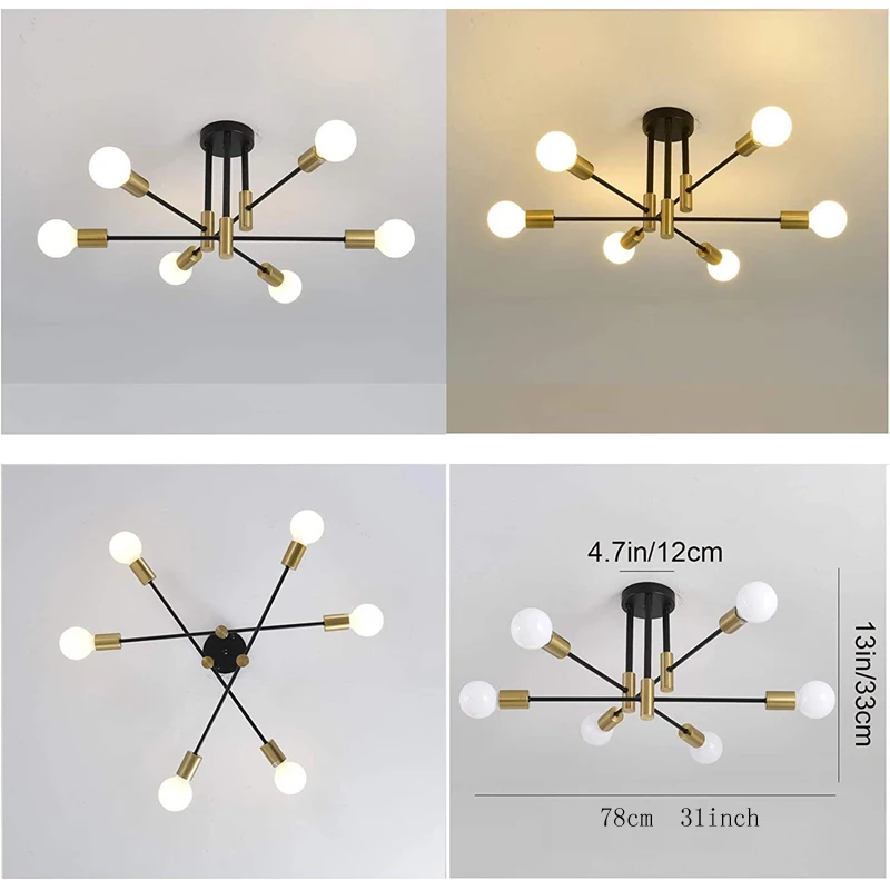 Retro Industrial Wrought Iron Ceiling Chandeliers LED Ceiling Lamp Home Luminaire Modern Living Room Lamps E27 Decoration Lights image 4