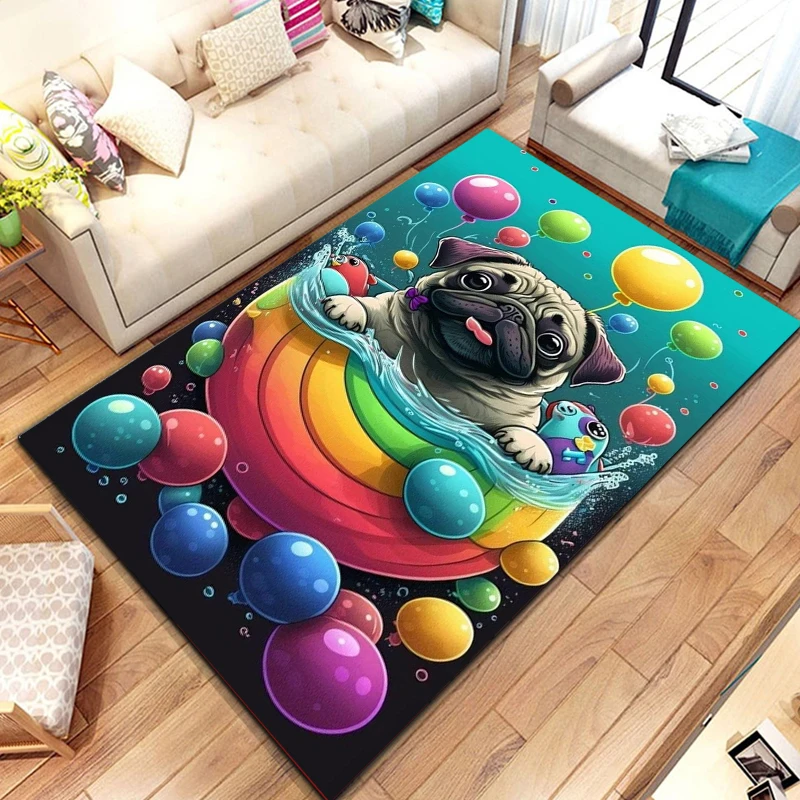 Lovely Pug Dog Water Absorption Anti-Slip Door Mat Cartoon Cute Animal Carpets Bedroom Rugs Decorative Stair Mats Home Decor