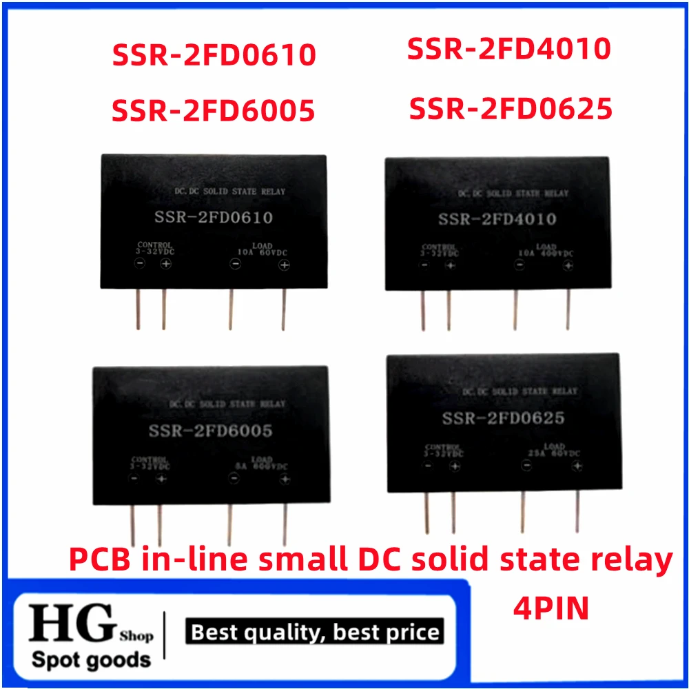 SSR-2FD6005 SSR-2FD0625 SSR-2FD4010 SSR-2FD0610 PCB in-line small DC solid state relay 5A 10A 25A 60V 400V 600VDC