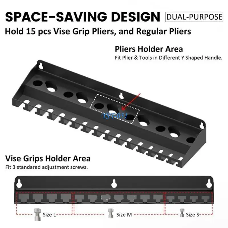 E15A Garage Wall Mounted Pliers Rack Powder Varnished Steel Tool Planner Structure