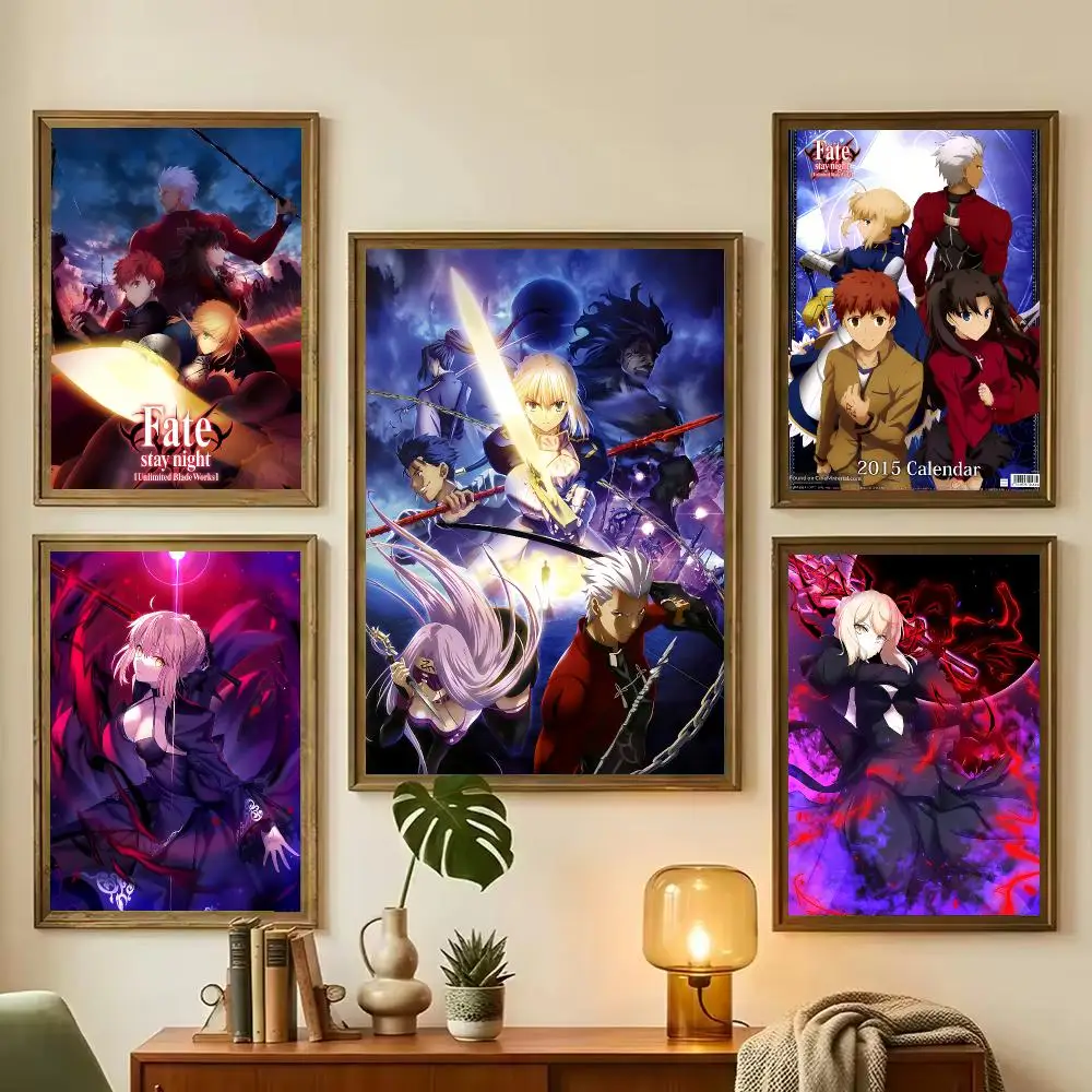 Anime Fate Stay Night Painting Calligraphy Stylish Canvas Poster Wall Art for Living Room Bedroom Office Home Decor