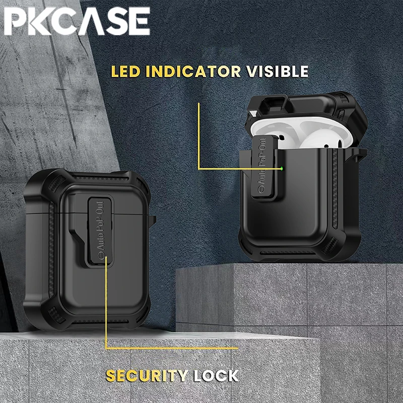 PKCASE مرونة التبديل أقفال للصدمات سماعة الرأس ل Airpods 1 2 3 هوك المفاتيح سماعة غطاء ل Airpods Pro 2