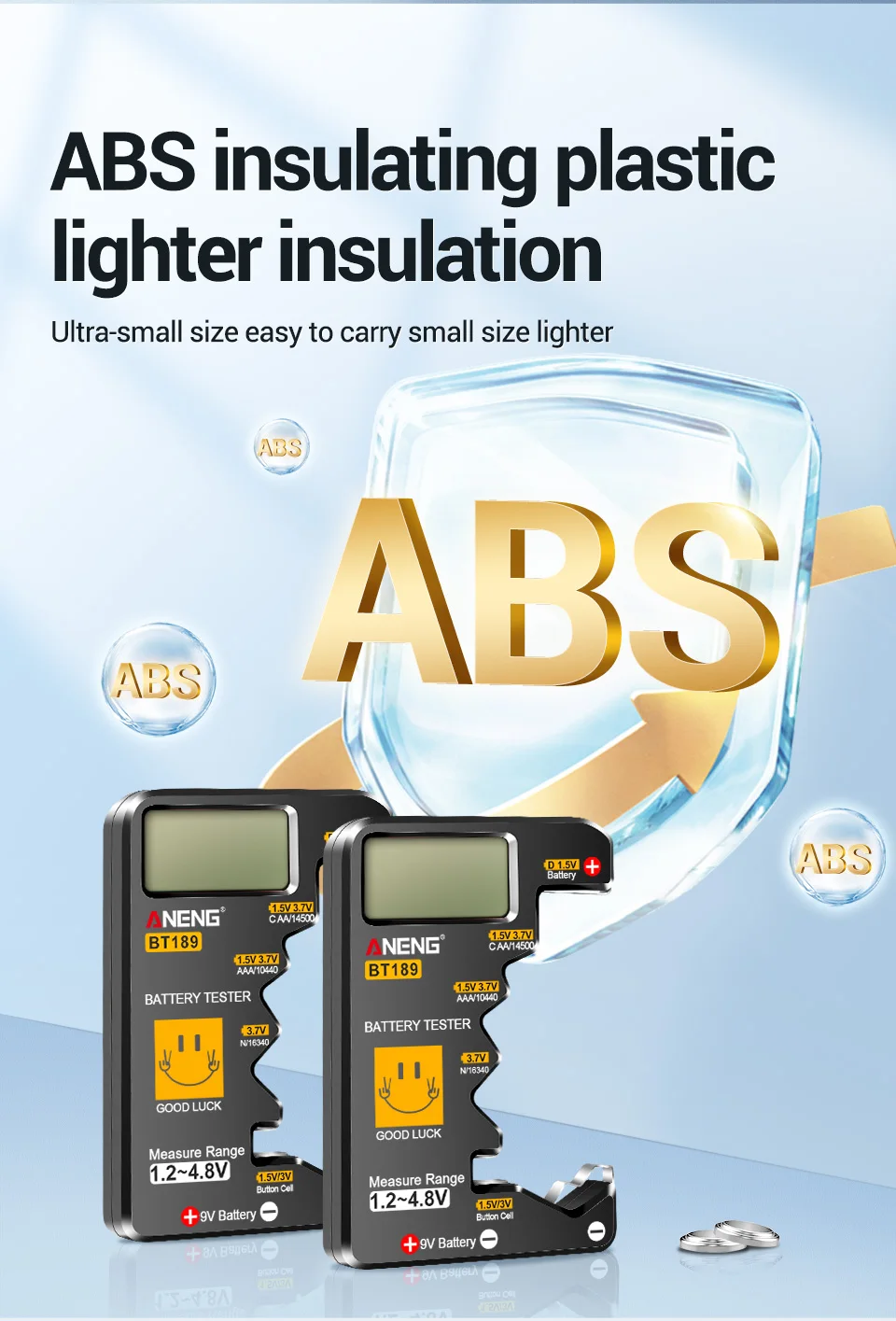 ANENG BT189 Batterietester kann AA/AAA/C/D/9V/Knopfbatterien messen, Haushalts-LCD-Display, hochpräziser Leistungstester. – Detail 6