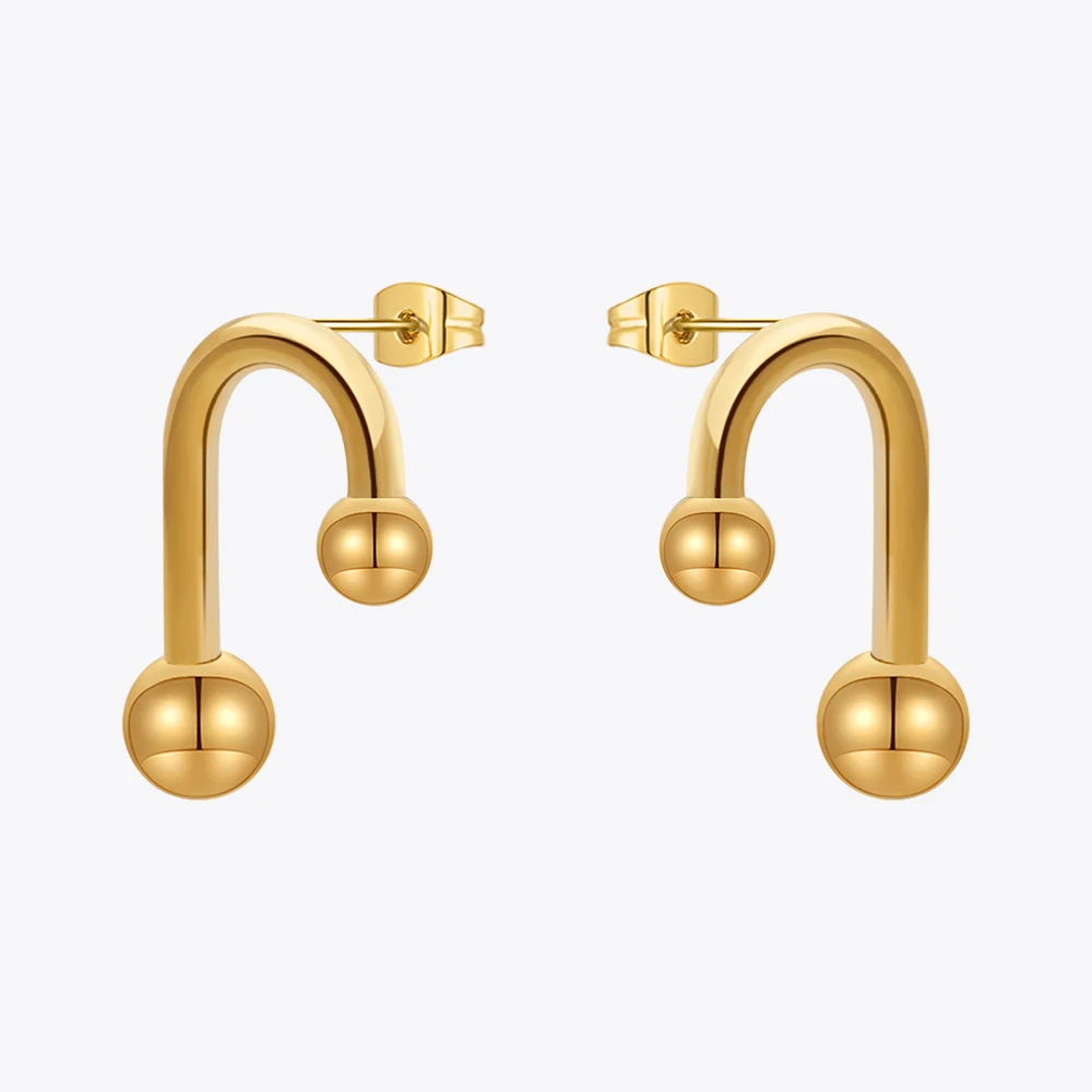 

ENFASHION Pendientes Steel Ball Stud Earrings For Women Stainless Steel Gold Color Earrings Office Fashion Jewelry E231494