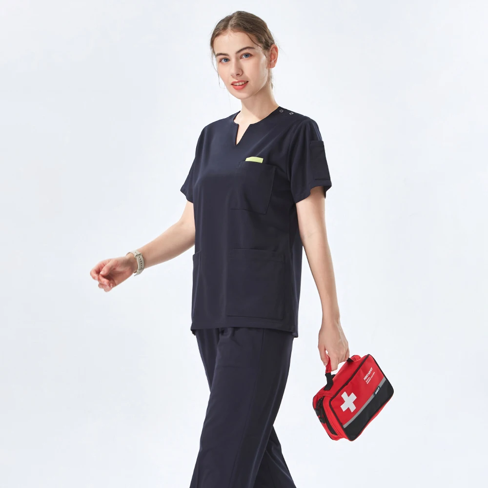 

Silky Women's Scrubs Medical Uniform Set Doctor Nursing Tunic Beautician Veterinaria Hospital Surgical Nurse Scrubs Suit 605