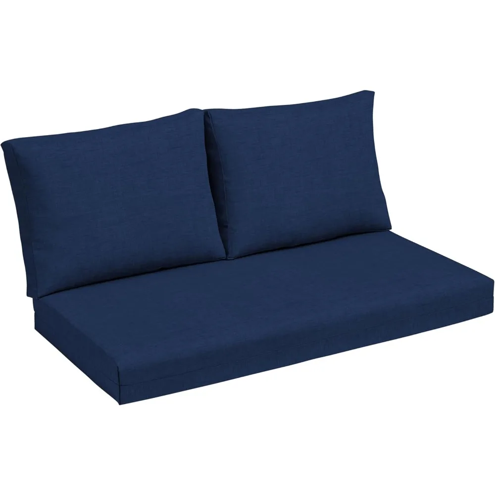 

Outdoor Loveseat Cushion Set, 48 x 24, Water Repellent, Fade Resistant, Cushion Set for Couch, Bench, and Swing, Sapphire