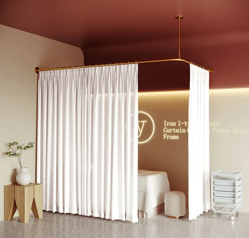 L-shaped rod wedding dress fitting room beauty salon partition curtain health center physiotherapy bed curtain frame