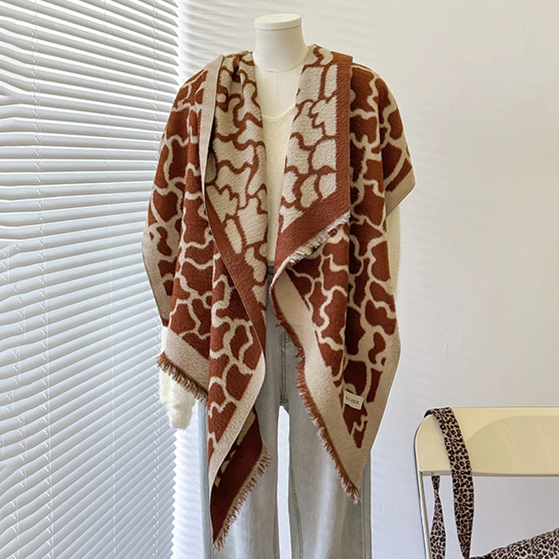 2025 New Design Women's Winter Cashmere Scarf - Elegant Warm Leopard Print Pashmina Shawl, Poncho & Bufanda image 6