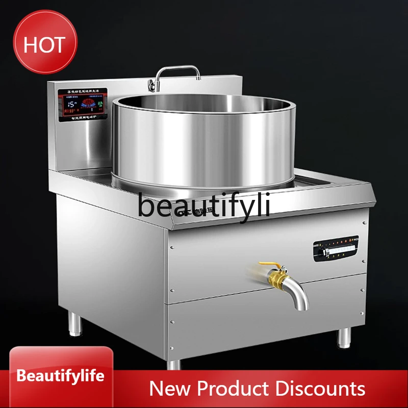 

A61 Commercial Induction Cooker 304 Stainless Steel Large Pot Stove for Canteen 15KW High Power Beef and Lamb Soup Pot