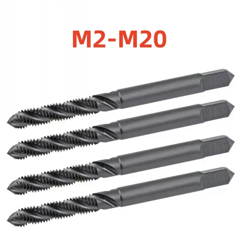 M2 M2.5 M3 M3.5 M4 M5 M6 M8 M10 M12 M14-M20 Metric Spiral Fluted Tap Machine Screw Thread Taps For Blind Hole Tapping