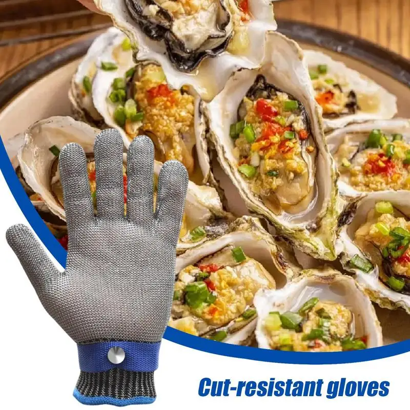 Guantes de corte para el hogar, Protector de dedos, guantes de alambre de Metal, multiusos, transpirable, herramienta para descascar huîtres y peces con comodidad