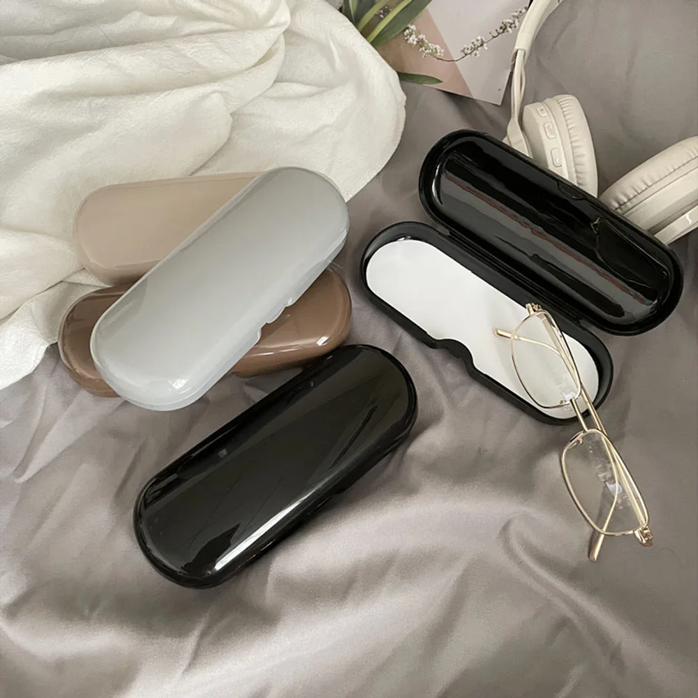 

Cream Colored Plastic Glasses Case Portable Cute Sunglasses Myopia Glasses Storage Box Containers For Women Eyewear Accessories