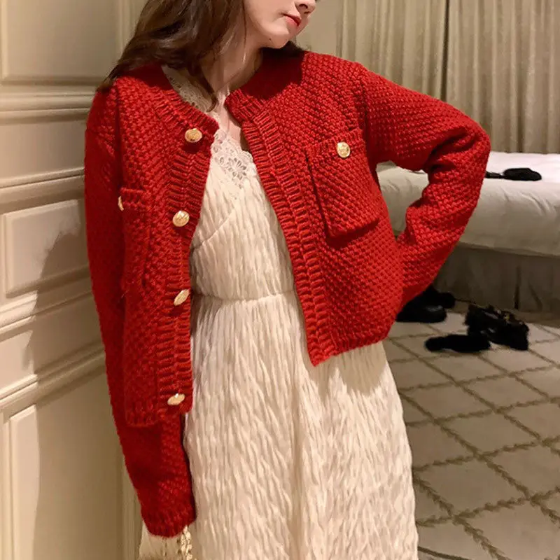 Cardigan Women Solid Stylish O-neck Knitted Leisure Korean Version All-match High Street Tender Sweater Mujer Knitwear Student