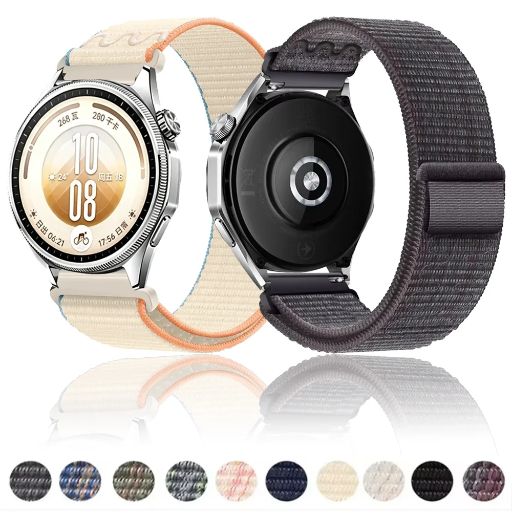 20mm 22mm Nylon Strap For Huawei Watch GT7-6-5-4 Pro 46mm Breathable Needlework Watchband Amazfit Active 3/2 Balance 3/2 Bip Max