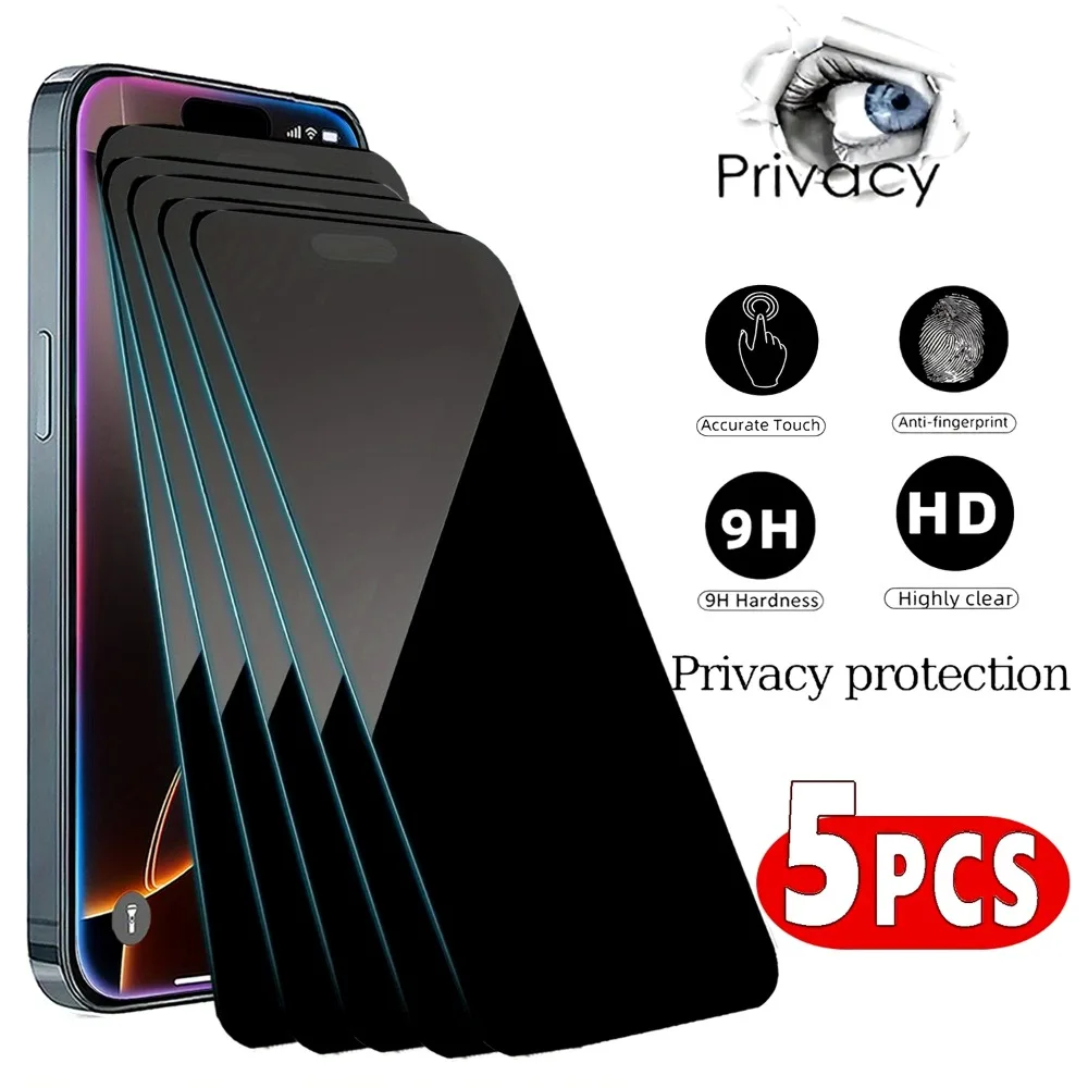

5 шт. антишпионская защитная пленка для экрана для iPhone 17 16 15 Pro Max 16e 15 Plus 14 13 12 Pro 17 Air XR XS Max 9H Твердость закаленного стекла