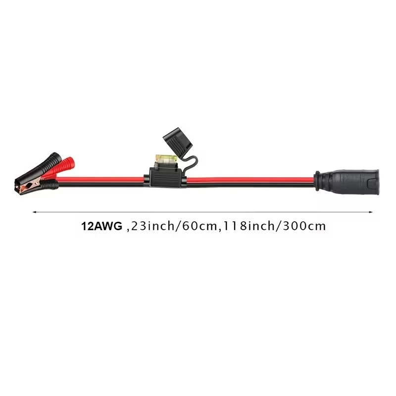 X‑Connect Extension Cable Harness with Battery Alligator Clips Built-in 20A in-Line Fuse Adapter for Terminal Power Connection