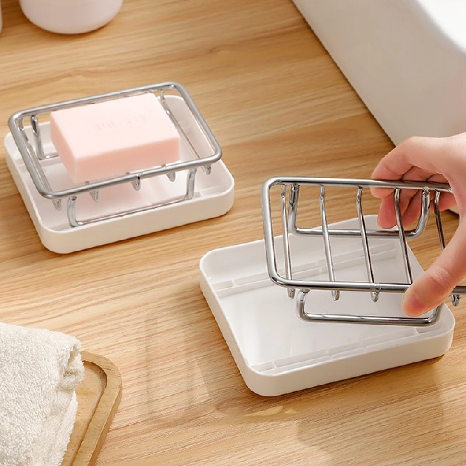 

Household Double Layer Rustproof Stainless Steel Soap Dispenser Organizer Soap Holder Storage Essentials Efficient Space Saving