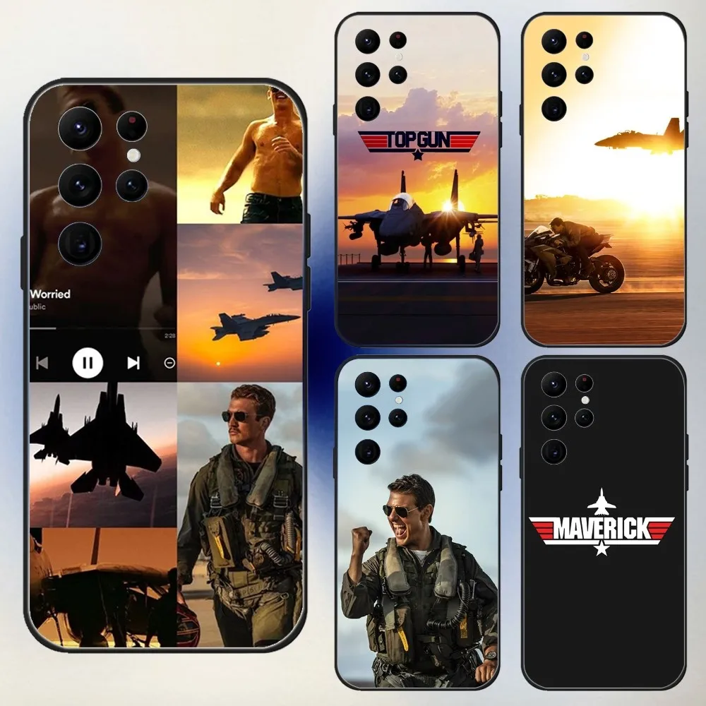 T-Top Gun M-Maverick Phone Case For Samsung S24,23,22,30,21,10,9,Ultra,Plus,Lite,FE,5G Black Soft Case