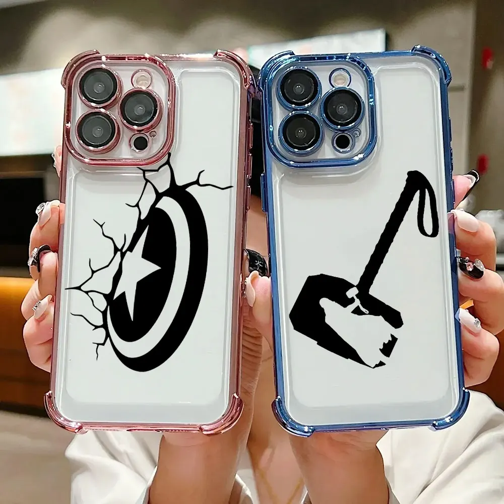 

Captain America Spiderman Marvel Case For iPhone 17 Air 16 15 14 11 12 13 Pro Max 16e 17E 15 Plus 13 Mini Shockproof Phone Cover